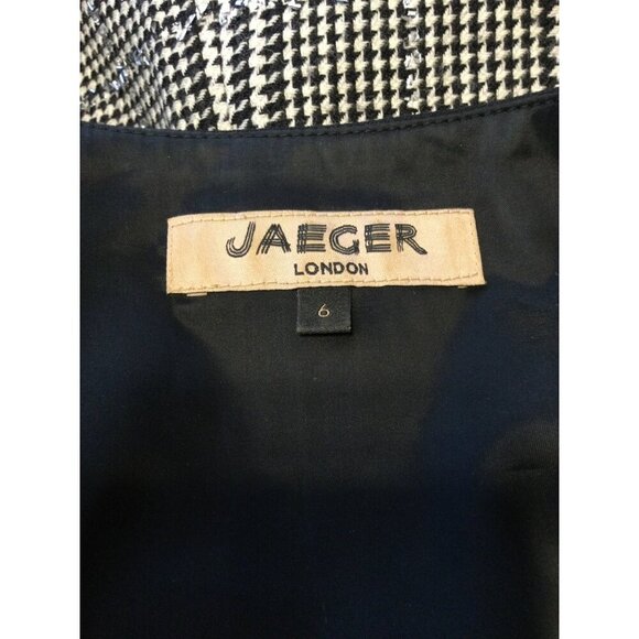 Jaeger London Womens Wool Blend Houndstooth Sheath Dress Size 6 Black & White Me - Picture 5 of 10